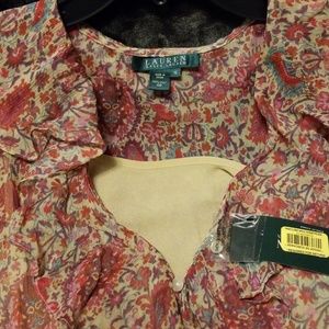 Ralph Lauren 100% Silk Top w/Shell NWT
